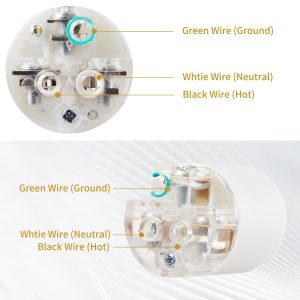 20 Amp 125 Volt Electrical Replacement Plug and Connector, NEMA 5-20 Extension Cord Ends, 2 Pole, 3 Wire Grounding, Industrial Grade, Straight Blade, Heavy Duty, 5 Set, ETL Listed