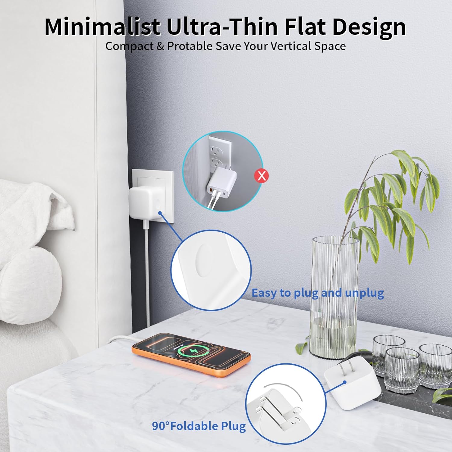 USB C Charger Block, 40W Dynamic Wall Charger with 60W Max, 2Pack Foldable Fast Type C Plug with 10FT Long USB C Charging Cable for iPhone 17 Pro Max/17 Pro/17/16/16 Pro Max/15 Pro Max/15,iPad Pro/Air - Image 2