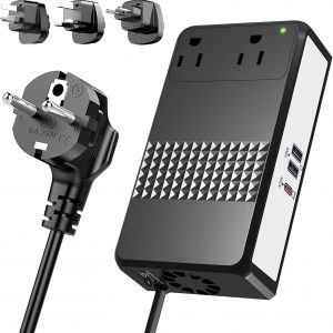 220V to 110V Voltage Converter, 600W AC Sockets Power Any American Appliances Overseas, 48W GaN USB Charger, Universal Power Plug Adapter Voltage Converter US to Europe International Travel