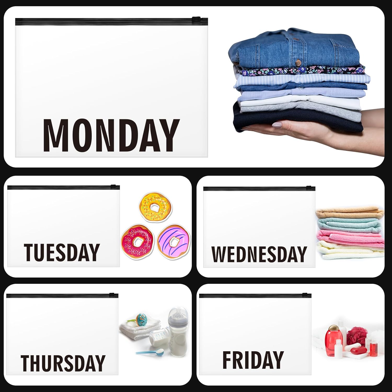 Yeaqee 14 Pcs Kids Packing Cubes for Travel Days of Week Daily Outfit Suitcase Organizers Pouches Hospital Bag for Boys Girls Family Vacations Summer Camp Suitcase - Image 6