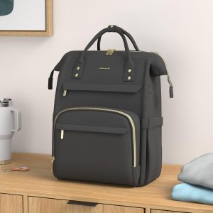 LOVEVOOK Laptop Backpack for Women, Travel with Compartment, Water Resistant Teacher Nurse Backpack, Anti-theft Back Pack Charger Work Doctor, 15.6-Inch, Black