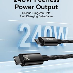 Baseus USB C Cable, 240W PD 5A Fast Charging USBC to USBC Cable, Zine Alloy Nylon Braided Type C Charger Cord for iPhone 17 16 Pro/Plus/Pro Max, MacBook, iPad Pro/Mini, Samsung S23/S22+ (10ft)