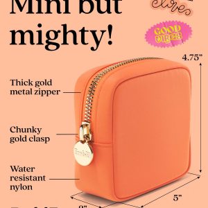 Embla Makeup Bag Travel Cosmetics Pouch and Toiletry Bag, Nylon Zipper Pouch Purse, Cute Make Up Organizer Storage Tote for Women Girls, Waterproof Travel Skincare Case, Small Makeup Bags, Peach