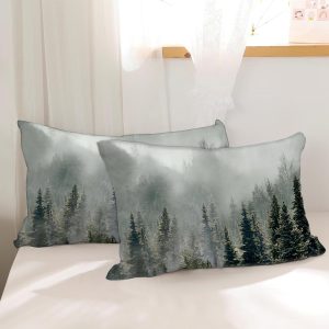 GABraden Cotton Pillowcase 2PCS, Floral Print Pattern Pillow Cover Set with Hidden Zipper,Comfortable Fabric, Lightweight and Breathable,Standard Size 20″X 26″ (Mountain-08)