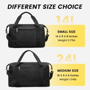 Vorspack Small Gym Bag – 18 Inches Duffle Bag for Travel Lightweight Duffel Bag for Men Women Personal Item Bag Weekender Bag for Travel Sports Gym – Black