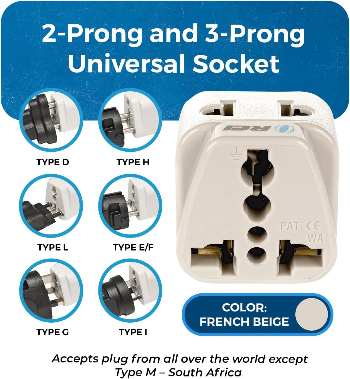 Orei Grounded Universal 2 in 1 Plug Adapter Type D for India and More - Image 3