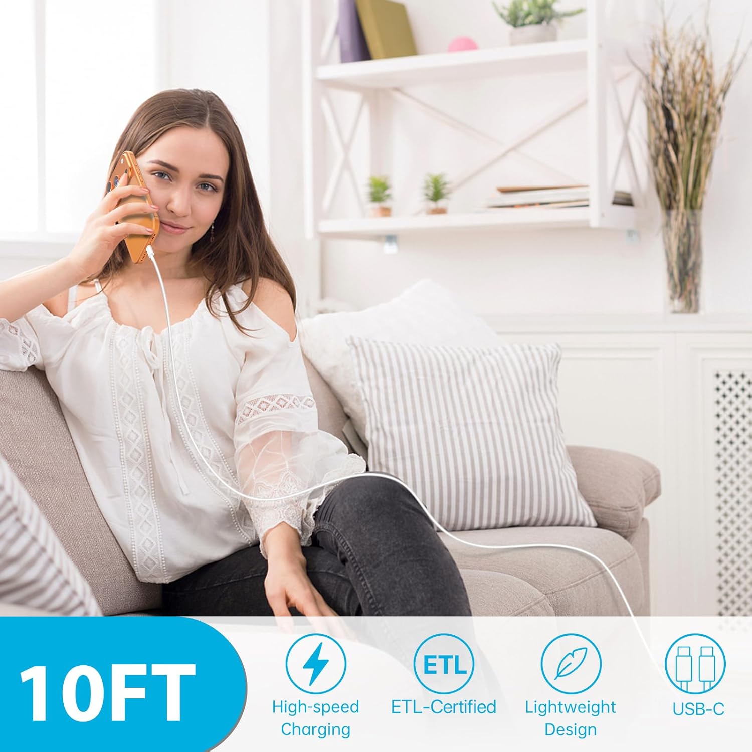 iPhone 17 16 15 Charger Fast Charging,30W USB C Charger Type C Charger Phone Chargers iPhone&10 Ft Long USB C to C Cable Fast Charging Cord for iPhone 17 Air/17 Pro/17 Pro Max/16 15 Pro Max Plus,iPad - Image 7