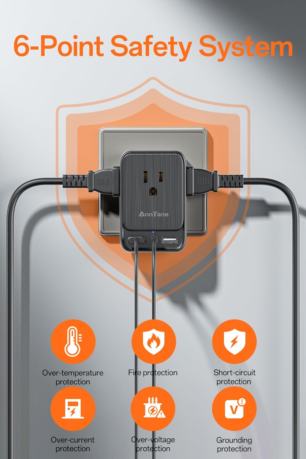 2 Pack European Travel Adapter, US to Europe Plug Adaptor with 4 Outlets 3 USB Charging Ports, Type C Power Adapter for USA to EU Euro Spain France Iceland Italy Germany Greece, Black - Image 5