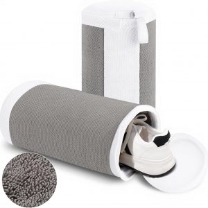 Shoe Washing Machine Bags, 2 PCS Shoe Bag for Washing Machine, 360° Wrap-Around Clean Laundry Bags Reusable Hidden Zipper Cleaning Bag for Tennis Shoes Sneaker Running Shoes, Grey