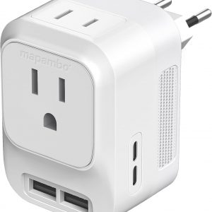 Mapambo Voltage Converter US to Europe Travel: International Universal Travel Adapter with Fast Charging 2 USB-A 2 USB-C