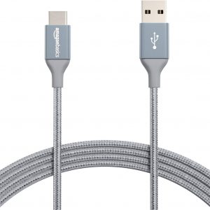Amazon Basics USB-C to USB-A 2.0 Fast Charger Cable, Nylon Braided Cord, 480Mbps Speed, USB-IF Certified, for Apple iPhone 16/15, iPad, Samsung Galaxy, Tablets, Laptops, 10 foot, Dark Grey