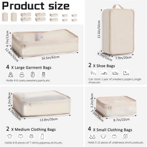 Reginary 6 Set Travel Packing Cubes Luggage Organizer Set Lightweight Suitcase with Shoe Bag for Clothes Toiletries