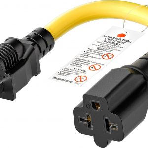 [4-in-1] 12AWG 15 Amp Household AC Plug to 20 Amp T Blade Adapter Cable, NEMA 5-15P to 5-15R/ 5-20R/ 6-15R/ 6-20R, 4 in 1 AC Adapter,15A 125V to 20A 250V Extension Cable, 1FT