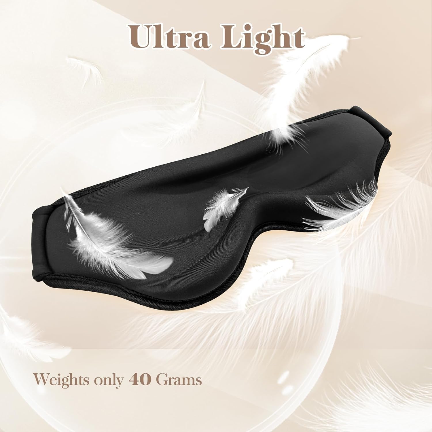 3D Eye Mask Sleep Mask for Men & Women, 100% Pressure-Free & Light Block-Out Eye Mask for Sleep with Easy Adjustable Strap, Night Eye Cover for Travel, Black - Image 4