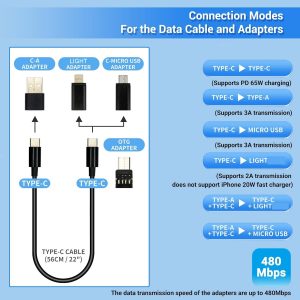 JJC 5 in 1 Data Cable Adapter Kit,Data Cable Transfer Storage with Micro USB Type-A OTG Adapter,1.8ft Data and Charger Cable, Charging Cable Convertor for Travel,Hold 2 Micro SD 2 Nano SIM Cards