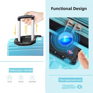 LARVENDER Carry on Luggage 22x14x9 Airline Approved Hardshell Suitcase with Wheels TSA Lock, PC+ABS Lightweight Suitcase Set for Women with Travel Backpack, Cotton Candy, 3 Piece Set