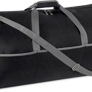 Amazon Essentials 32.4″ Extra Large Foldable Nylon Duffel Bag for Travel/Storage with Zippered Pockets, 9254 Cubic Inch (150L), 50-LBS Capacity, Black (Previously Amazon Basics)