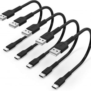 6 inch Short Fast Charging Cord, 5 Pack Durable USB A to USB Type C 3A Cable for Charging Station Compatible with Samsung Galaxy Note 9 10 S10 S20 S30 OnePlus 7T 8T LG V30 V40
