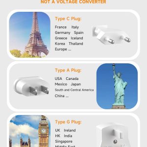European Travel Plug Adapter, US to Europe Travel Power Strip with 6 USB(2 USB C) 4 Outlets, International Universal Travel Power Adapter with 3ft Extension Cord for EU UK France Italy Germany Cruise