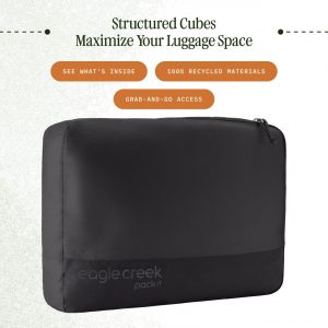 Eagle Creek Pack-It Reveal Cube – Lightweight Packing Cubes for Optimizing Luggage Space – Easy to Carry – Mesh Fabric – Water-Resistant – Easy Grab Zipper – Large – Black