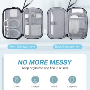BAGSMART Cord Organizer Travel Cable Organizer Bag Tech Electronic Organizer Travel Case, Travel Essentials for Charger, Cable, Phone, Flash drive, Double Layer-Black