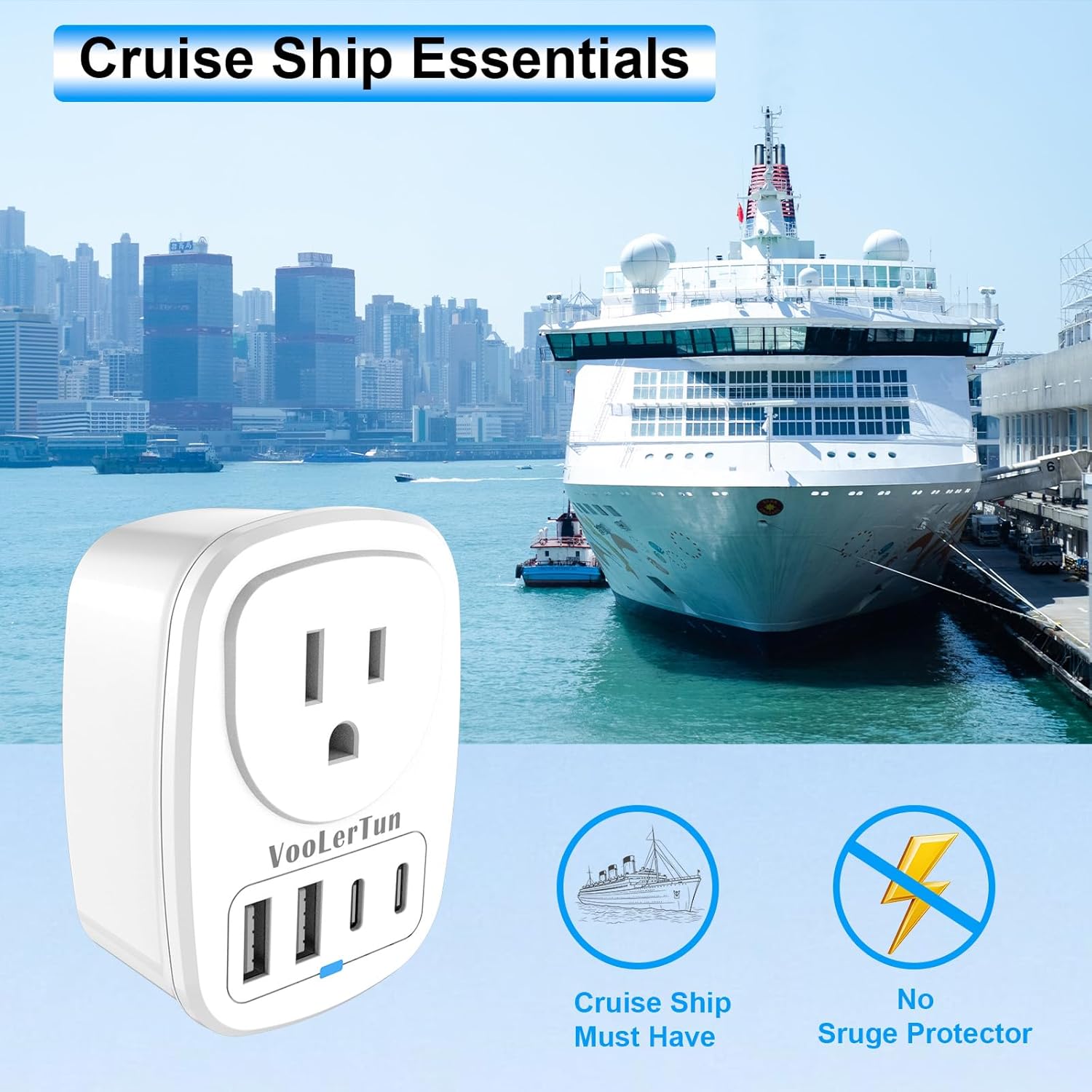 Multi Plug Outlet Extender 2 Packs, Outlet Plug Adapter, American Type B Plug Adapter with 1 Electrical Outlets, 4 USB Charger Ports (2 USB C), for School, Travel, Office, Home Essentials - Image 5