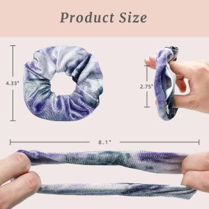 Velvet Scrunchies with Zippers Pocket, 8 Pcs Velvet Soft Hair Ties, Hidden Pocket Hair Scrunchies Accessories for Women Girls, Ponytail Holder Secret Compartment Items (Blue & Purple)