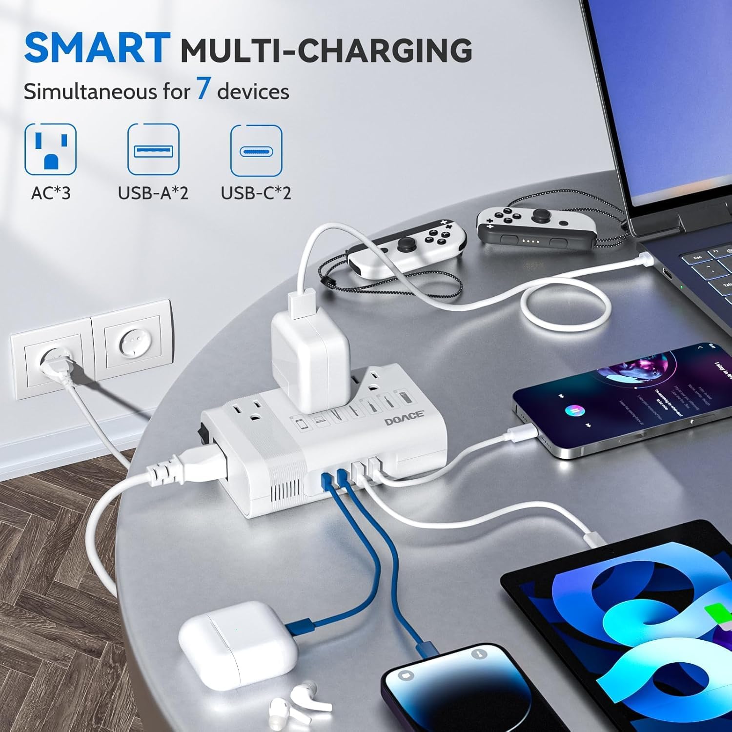 DOACE 220V to 110V Converter for European Travel - 350W Voltage Converter US to Europe with 4 QC+PD Chargers for Using U.S. Devices Abroad - Hair Straightener Shaver Toothbrush Laptop Camera Phone - Image 6