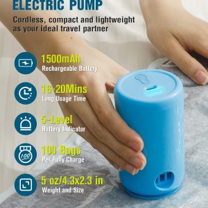 Vacuum Storage Bags for Travel, 8 Pack (4S+4XS) Vacuum Seal Bags with Wireless Rechargeable Electric Pump, Travel Essentials Space Saving Compression Bag for Clothes, Luggage, Suitcase, Backpack, Trip