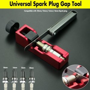 Bentolin Universal Spark Plug Gap Tool with Feeler Gauge Compatible with Most 10mm 12mm 14mm 16mm Spark Plugs (Red)