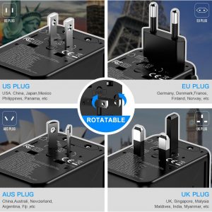 Universal Travel Adapter,Worldwide All-in-One International Power Plug with USB-C 35W GaN & USB Ports,EU/UK/US/AU Outlet Converter for Europe Asia,Travel Essentials&Adapter for Apple,Android
