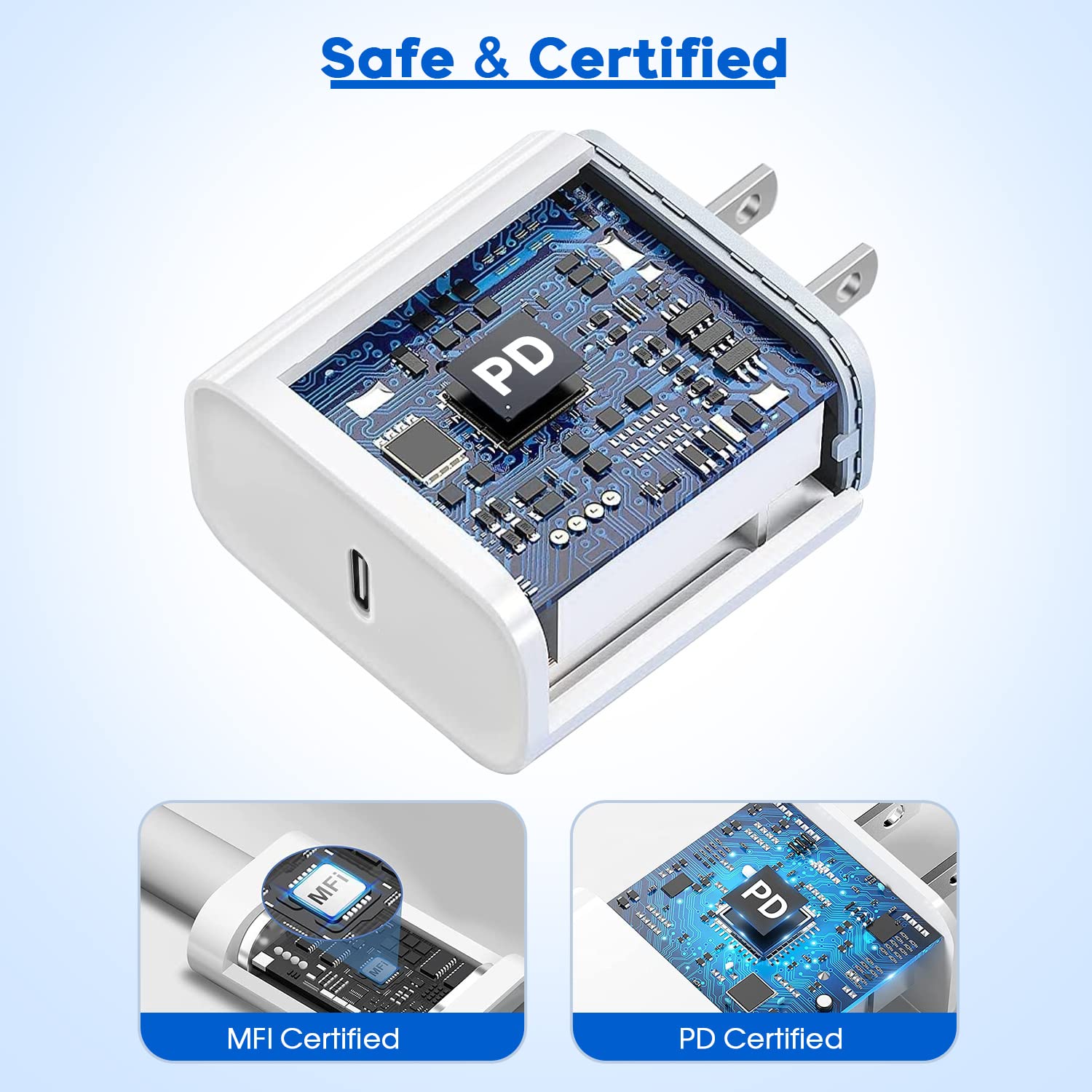 Fast iPhone Charger, iPhone Charger Fast Charging 2Pack Quick Chargers 6ft Long USB C to Lightning Cable Quick Charging Cord USB Charge Block Adapter for iPhone 14 Plus/14 ProMax/13 Mini 12/11/XS/iPad - Image 3