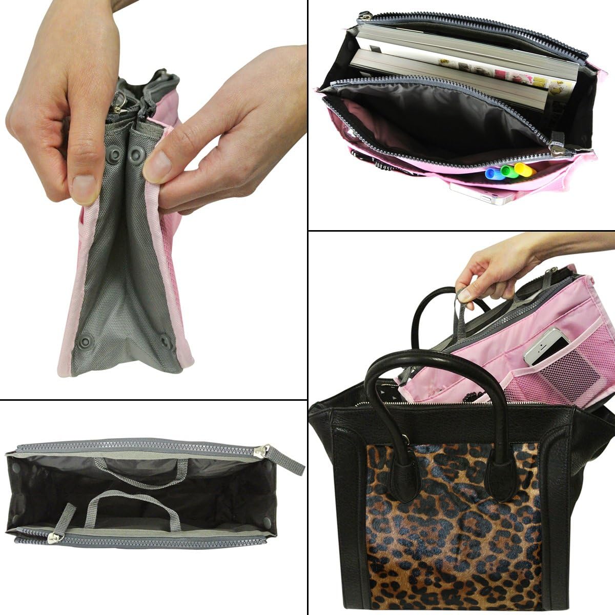 Wrapables® Unisex Bag Insert Organizer, Travel Bag Organizer (Pink) - Image 5
