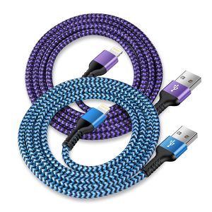 USB to Lightning Cable, 2Pack/10Ft Braided iPhone Charger Cords, Apple Certified Fast Charging Power Wire for iPhone 14 13 Pro Max 12 11 Mini SE 10 XR XS X 8 Plus 7 6 6s, Lightening Cords Quick Charge