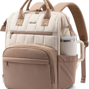 LOVEVOOK Puffer Backpack Purse for Women with 17 Inch Laptop Pocket, Nurse Teacher Work Bags for Gifts, Personal Item Travel Bag for College School, Cute Student Bookbag for Teen Girls Waterproof