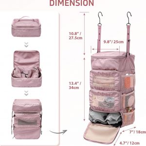 Multi-layer storage bag Casual simple Luggage Packing Organizer with Hook,Clothing Underwear Bag,Carry On Closet,Purple pink
