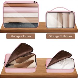 4 Set Packing Cubes, Suitcase Organizer Bags for Clothing, Toiletry, Shoe and Underwear, Durable Carry On Luggage Organizers with Zipper, Travel Essentials Accessories for Women and Men