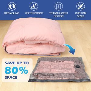 Fantictas Travel Vacuum Storage Bags with Rechargeable Air Pump, 15 Pack Portable Space Saver Bags, Compression Bags for Clothing, Bedding, Seasonal Storage & Packing Bags for Moving