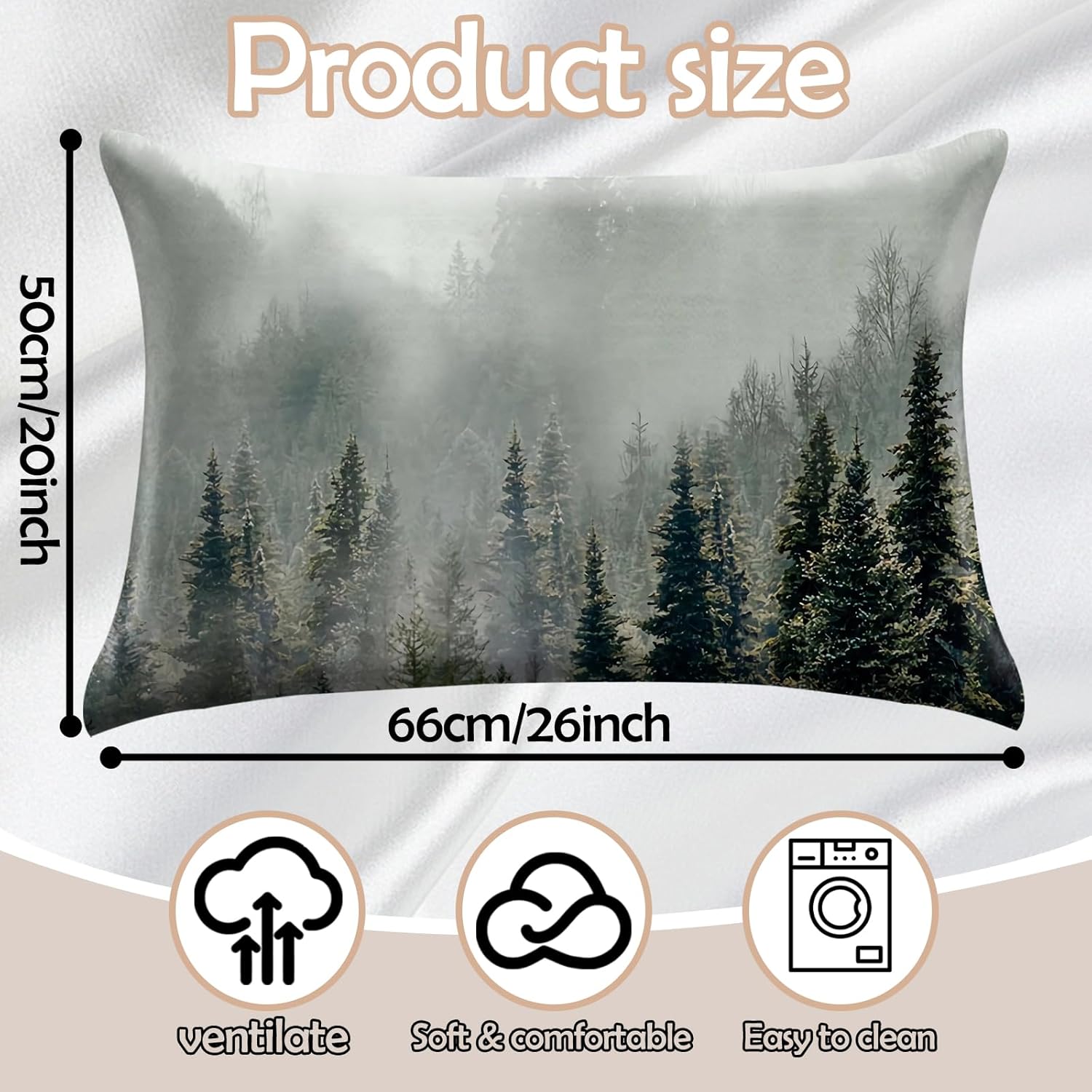 GABraden Cotton Pillowcase 2PCS, Floral Print Pattern Pillow Cover Set with Hidden Zipper,Comfortable Fabric, Lightweight and Breathable,Standard Size 20"X 26" (Mountain-08) - Image 3