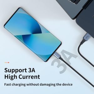 USB-C Cable 3-Pack (3ft/6ft/6ft), USB A to USB-C Fast Charging Cord, Nylon Braided, Compatible with 17/16/15 Pro Max ,Galaxy and Other Type-C Devices – Black