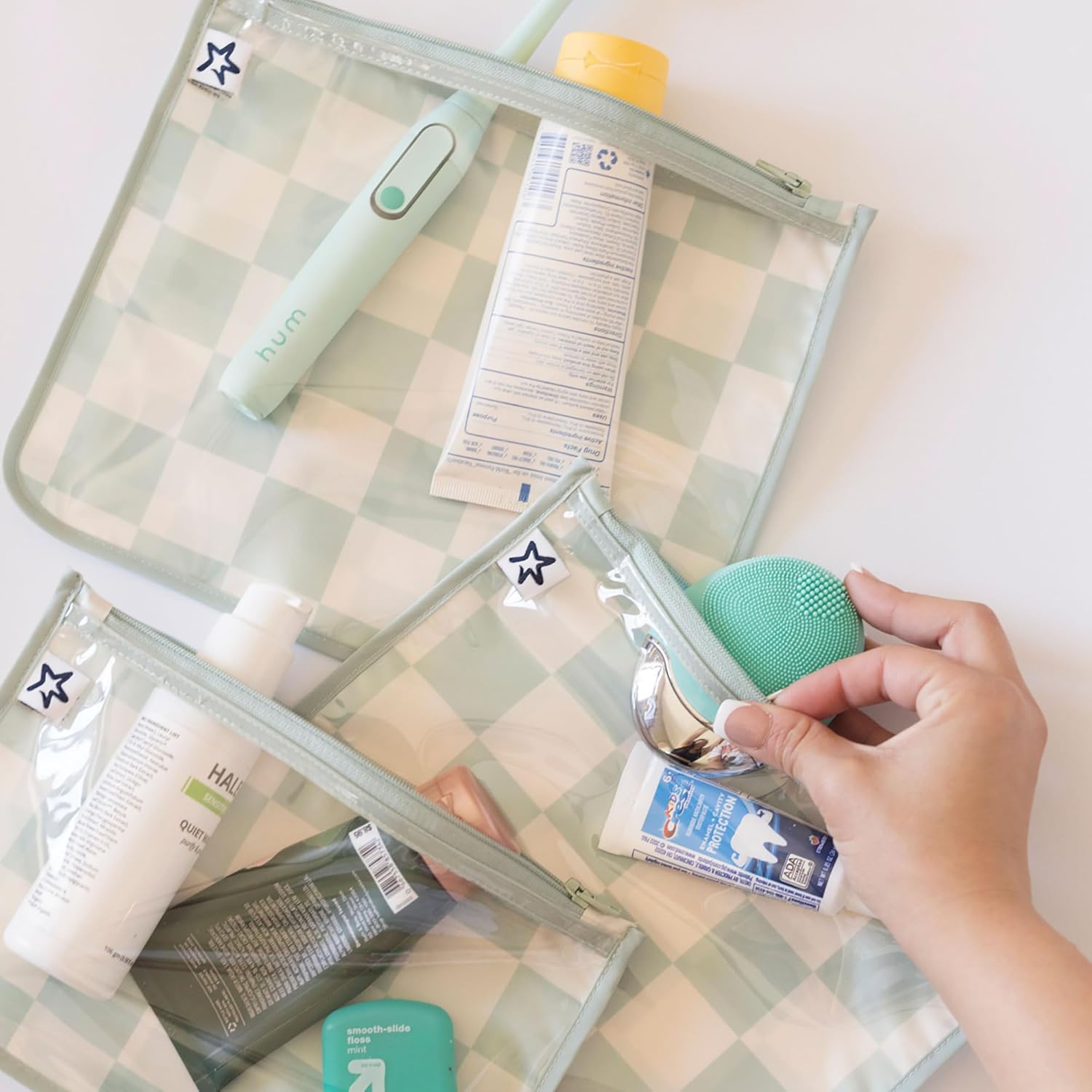 Tiny Twinkle Diaper Bag Organizing Pouches|3 Pack Mess-Proof Clear Front Travel Organizer Bags&TSA Approved Toiletry Bag Set for Baby and Mom Essentials - Image 3