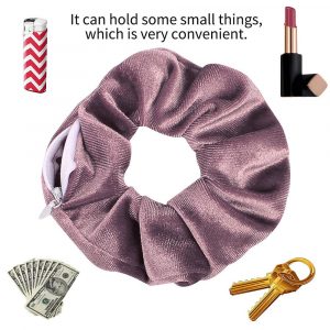 Premium Velvet Hair Scrunchies with Hidden Zipper Pocket for Women – 12 Pcs Floral Chiffon Scrunchies for VSCO Style and Storage