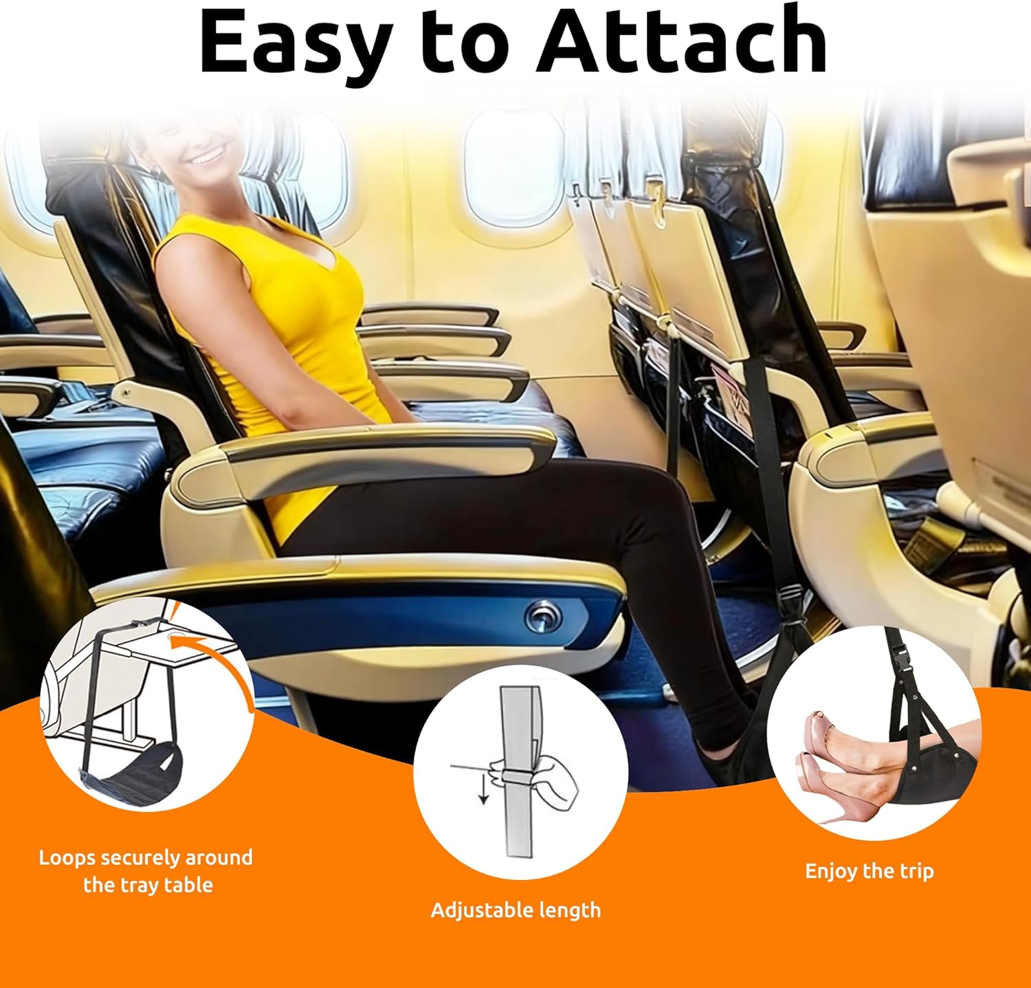 Airplane Foot Hammock, Ergonomic Foot Hammock for Plane Travel with Eye Mask and Earplugs (Memory Foam),Perfect Airplane Gadgets or Plane Travel Essentials to Relax Your Feet - Image 3
