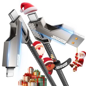 [One is Enough] 4-in-1 Compatible with USB C to Lightning Cable, 60W High-Speed Charging & Fast Data Transfer,CarPlay & Android Auto Support Multi Charger Cord Combo for iPhone/Samsung/iPad,5FT