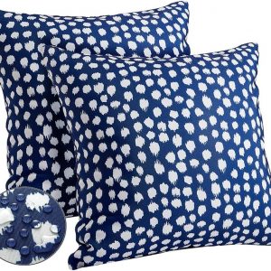 Allorry Outdoor Pillow Covers 18×18 Set of 2 Boho Design Blue Polka Dot Decorations Pillows Summer Outdoor Waterproof Patio Furniture Garden Porch Sofa Bed Cushion Covers Home Decor JB002-C18