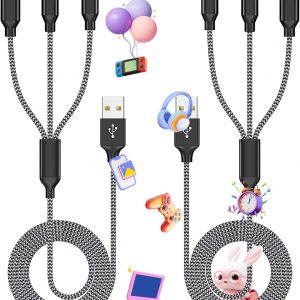 Multi Charging Cable,(2Pack 4FT) 3 in 1 Charging Cable for Multiple Devices, Nylon Braided Universal Charger Phone Charger Cord with Type-C,Micro USB,IP Port for iPhone16/15 Series/Phone&Pad