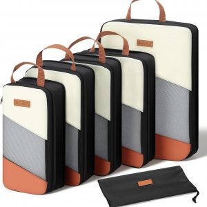 Packing Cubes for Travel, Compression 6 Set Organizer Bags for Women with Shoe Bag & Laundry Pouch, Luggage Organizers for Suitcase, Carry On & Trips, Travel Essentials