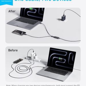 Anker Cable,4FT 2-in-1 USB C to USB C Cable 140W Max,Fast Charging for iPhone 17/17 Pro Max/16 Series,MacBook Air/Pro,and More(Braided,Black)