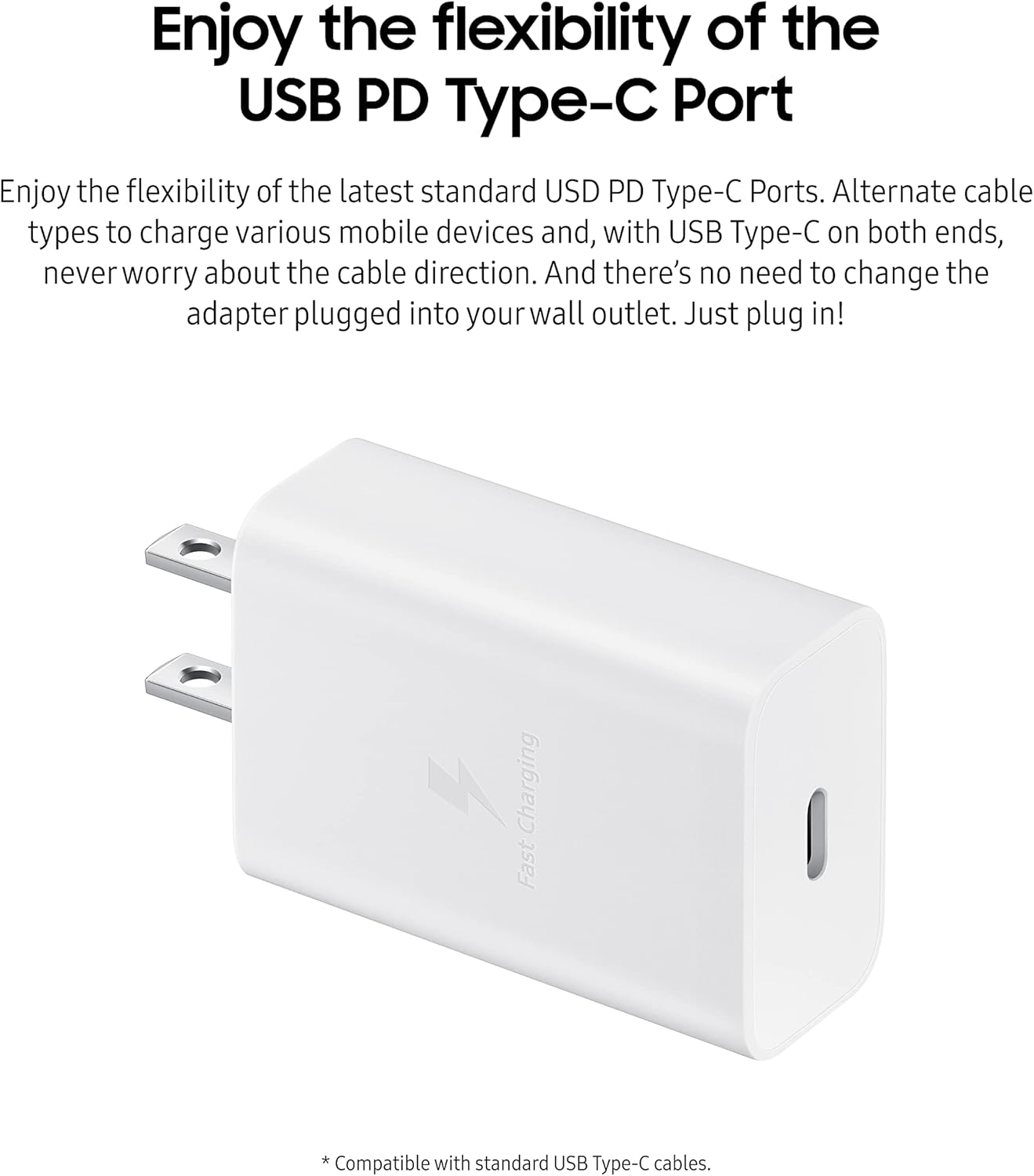 SAMSUNG 15W Wall Charger Type C (USB-C Cable Included), White - Image 3