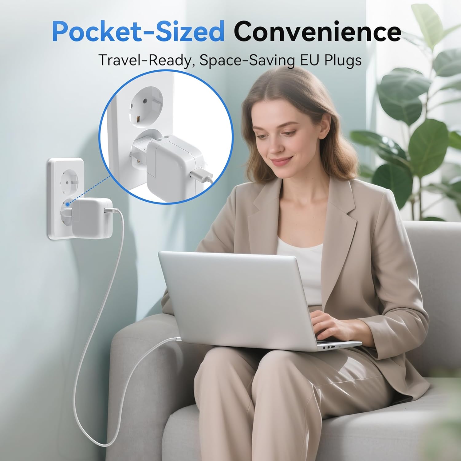 4 Pack European Travel Plug Adapter, Unidapt US to Europe Plug Adapter, European Adapter Type C Pin Adaptor, Outlet Converter America USA to Europe Italy Spain Germany France EU, Power Plug, White - Image 6